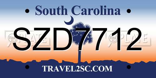 SZD7712 South Carolina License Plate