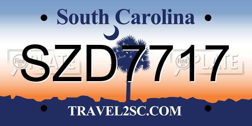 SZD7717 South Carolina License Plate