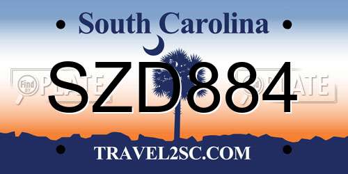 SZD884 South Carolina License Plate