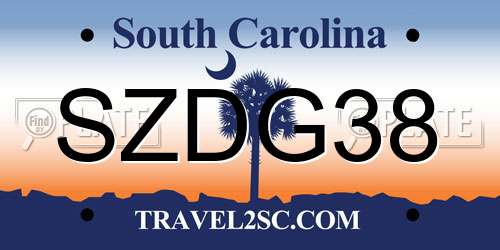 SZDG38 South Carolina License Plate