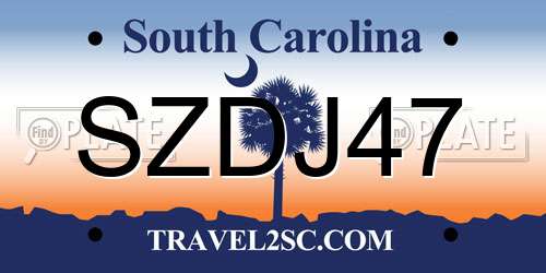 SZDJ47 South Carolina License Plate