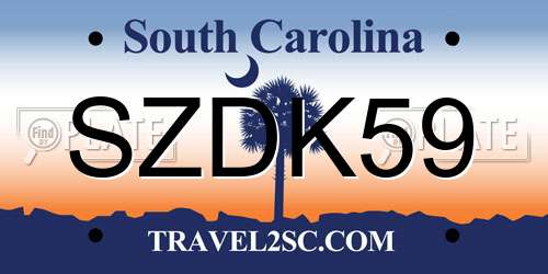 SZDK59 South Carolina License Plate