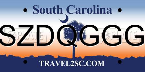 SZDQGGG South Carolina License Plate