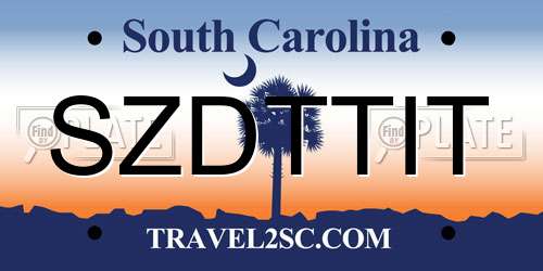 SZDTTIT South Carolina License Plate