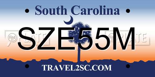 SZE55M South Carolina License Plate