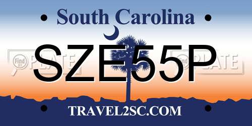 SZE55P South Carolina License Plate