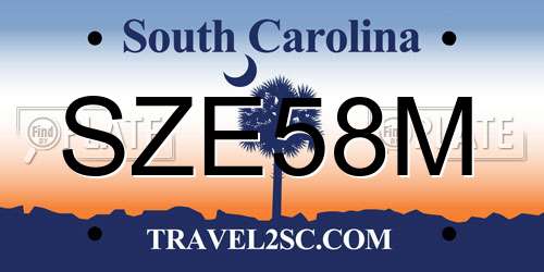 SZE58M South Carolina License Plate