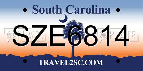 SZE6814 South Carolina License Plate