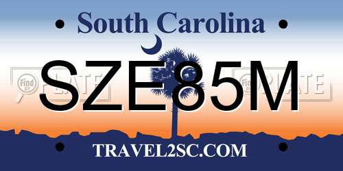 SZE85M South Carolina License Plate