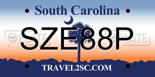 SZE88P South Carolina License Plate