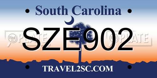 SZE902 South Carolina License Plate