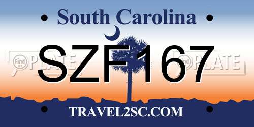 SZF167 South Carolina License Plate