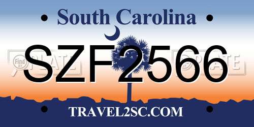 SZF2566 South Carolina License Plate