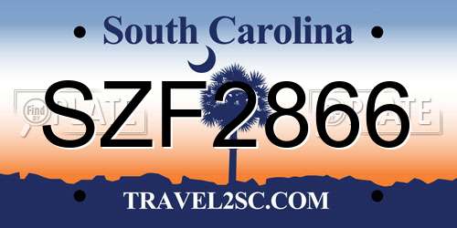 SZF2866 South Carolina License Plate