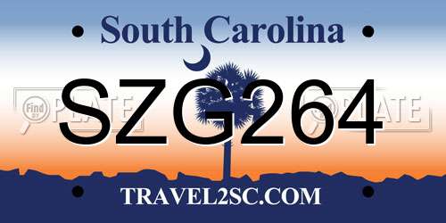 SZG264 South Carolina License Plate