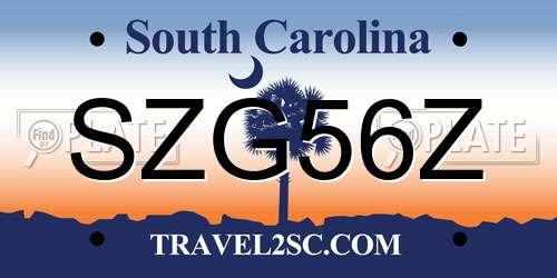 SZG56Z South Carolina License Plate