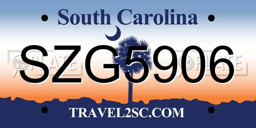 SZG5906 South Carolina License Plate