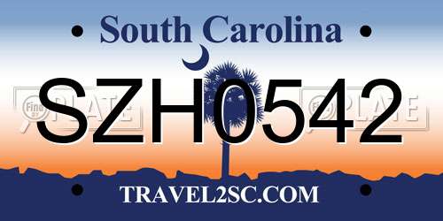SZH0542 South Carolina License Plate