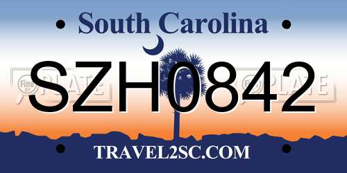 SZH0842 South Carolina License Plate