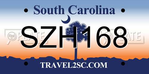 SZH168 South Carolina License Plate