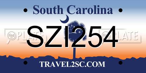 SZI254 South Carolina License Plate