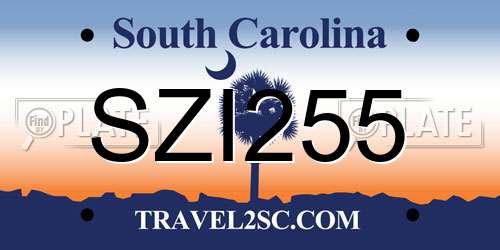 SZI255 South Carolina License Plate