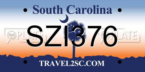 SZI376 South Carolina License Plate