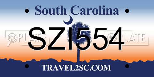 SZI554 South Carolina License Plate