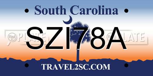 SZI78A South Carolina License Plate