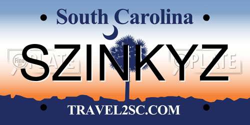 SZINKYZ South Carolina License Plate