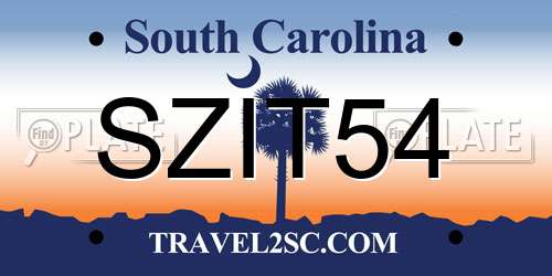 SZIT54 South Carolina License Plate