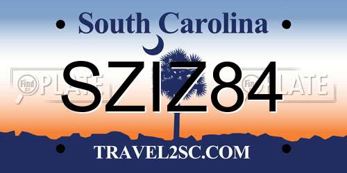 SZIZ84 South Carolina License Plate