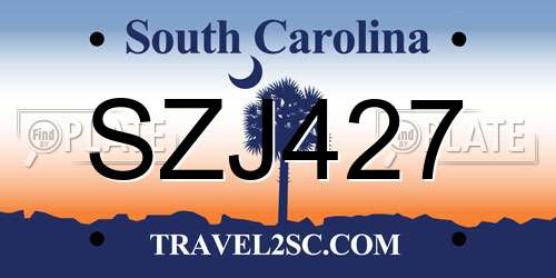 SZJ427 South Carolina License Plate