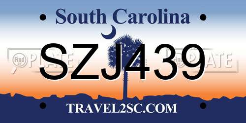 SZJ439 South Carolina License Plate