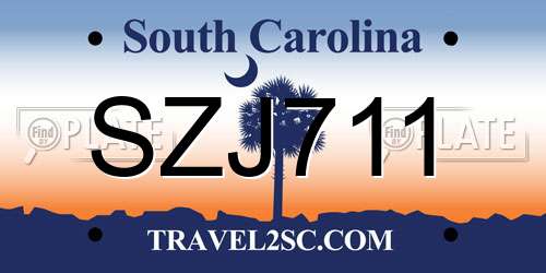 SZJ711 South Carolina License Plate