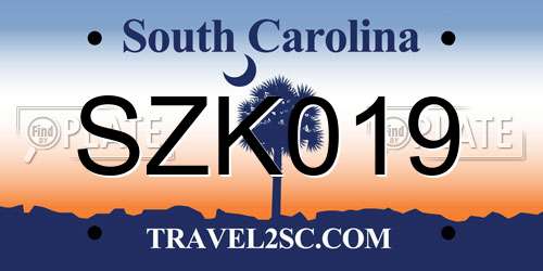 SZK019 South Carolina License Plate