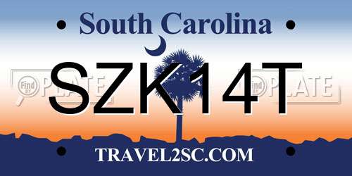 SZK14T South Carolina License Plate