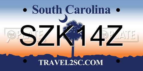 SZK14Z South Carolina License Plate