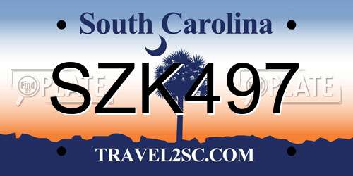 SZK497 South Carolina License Plate