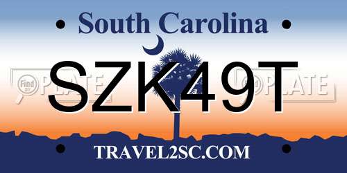 SZK49T South Carolina License Plate