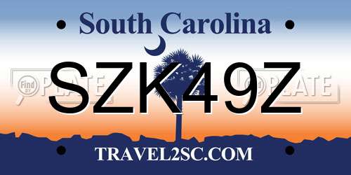 SZK49Z South Carolina License Plate