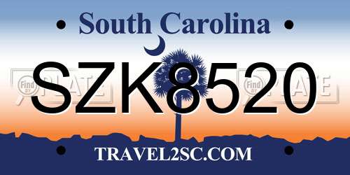 SZK8520 South Carolina License Plate