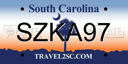 SZKA97 South Carolina License Plate
