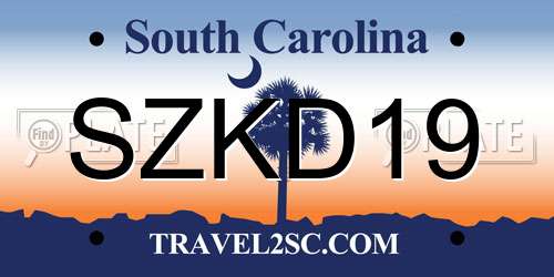 SZKD19 South Carolina License Plate