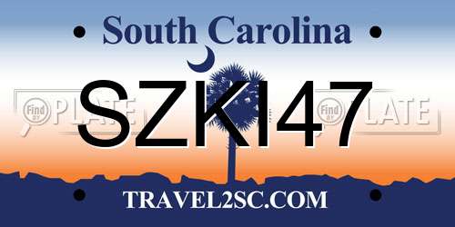 SZKI47 South Carolina License Plate