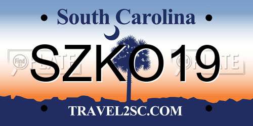 SZKO19 South Carolina License Plate