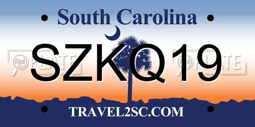 SZKQ19 South Carolina License Plate