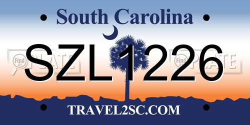 SZL1226 South Carolina License Plate