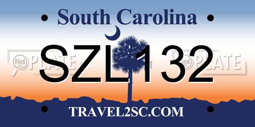 SZL132 South Carolina License Plate