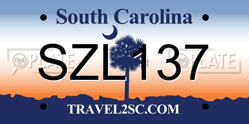 SZL137 South Carolina License Plate